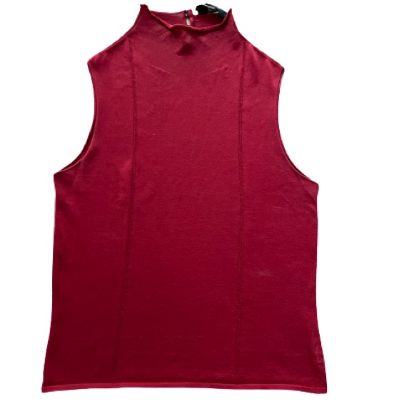 Zanone Super-Fine Italian Knit Sleeveless Sweater - Bordeaux Red - Size S / It42